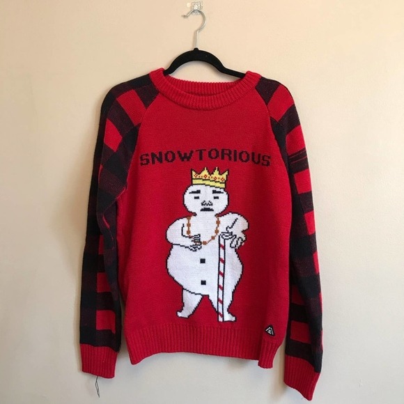 American Stitch Red and Black Snowtorious Sweater - Picture 1 of 8
